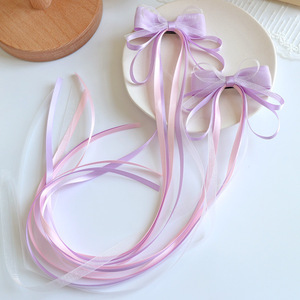 New Chinese style ribbon <b>bow</b> children's hair <b>clip</b> Hanfu girls' headdress accessories tassel braided <b>bow</b> hair - Product Image 2