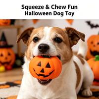Jouet pour chien en forme de citrouille, jouet à mâcher couineur en vinyle avec motif Jack-o'-lantern pour jeu interactif d'Halloween