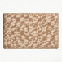 Lit pour chien Yang Yang Pet Check en tissu de lin beige rectangulaire, sur mesure, de luxe, apaisant, avec mousse à mémoire de forme, amovible et lavable