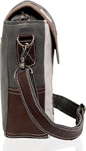 Canvas Leather Crossbody <b>Satchel</b> Messenger <b>Bag</b> for <b>Men</b> and Women Shoulder Carry Style Ideal for Office Documents Business Work - Product Image 4