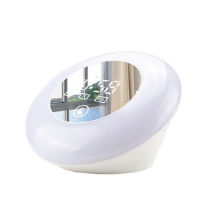 Modern Digital Alarm Clock LED Night Light Bt <b>Speaker</b> <b>USB</b> Charging Silent Non Ticking Circular for Bedroom - Product Image 5