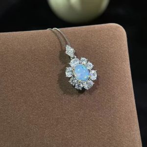 Collier en argent sterling 925 avec opale exquise pour <span class=keywords><strong>femme</strong></span>, bijou en pierre précieuse simple de haute qualité, tendance pour cadeau de mariage - Product Image 2