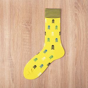 Chaussettes pour hommes à motif de crâne coloré, chaussettes fantaisie style streetwear sombre, chaussettes décontractées pour Halloween, OEM personnalisé, vente en gros - Product Image 3