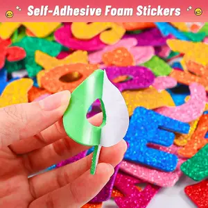 Large Glitter Alphabet Letter Number EVA Foam Stickers Self Adhesive  Christmas