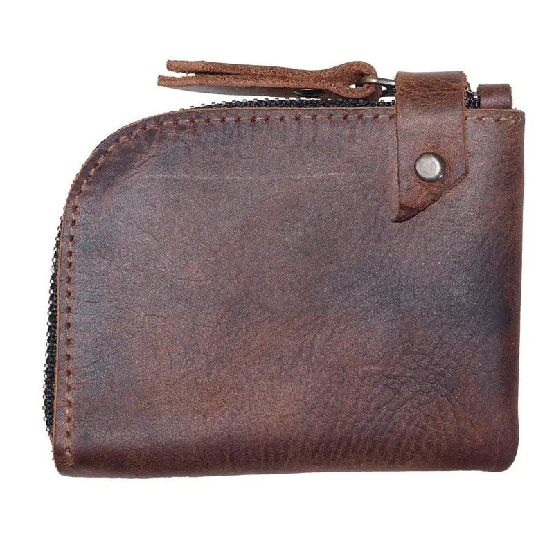 change purse Durable Genuine Leather Zippered Wallet Mini Pouch Change Wallets Folded Bills Pouch Organizer Cash Holder