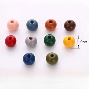 丸い木製ビーズ、環境にやさしい塗装、スルーホール、DIYジュエリークラフト用品、プロモキット用のルースビーズバルク - Product Image 1