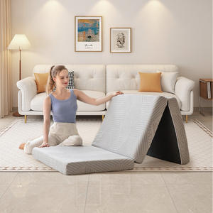 三つ折りメモリフォームマットレス,<span class=keywords><strong>4</strong></span>インチキングサイズ折りたたみマットレス洗えるカバー付き,旅行用ポータブルベッド & ゲスト用 - Product Image 3