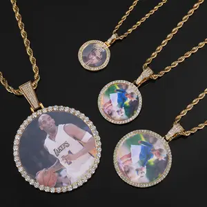 Name Pendant Custom Iced Out 45mm Memory Pendants Necklace Hip Hop Custom Photo Locket Picture Pendant Photo Pendant With Picture