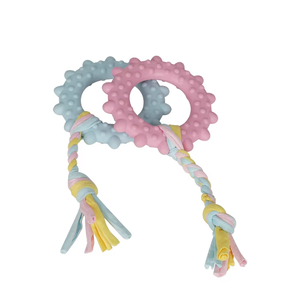 Grosir produk hewan peliharaan murah Mainan Gigit anak anjing Kit tali katun kepang pertolongan gigit piaraan Chewer agresif TPR mainan kunyah hewan peliharaan perlengkapan anjing - Product Image 2