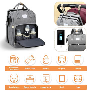 Bolsa de Pañales para Bebé, Mochila de Repuesto para Cama, Material Oxford, Anti-Robo, Resistente al Agua, Carga USB, Cuna Portátil, Lista para Cochecito - Product Image 4