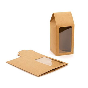 Custom eco friendly folding kraft food grade cookies cake kraft paper box food with window
