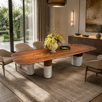 Table à manger en noyer d'Amérique du Nord massif, table de salle à manger moderne de luxe en bois massif pour villa, hôtel, mobilier de maison