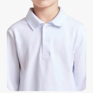 Polo à manches longues 100 % coton pour garçons, t-shirt blanc personnalisable pour grands enfants et filles, idéal pour l'automne - Product Image 6