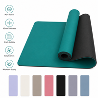 Tapis de yoga chaud antidérapant en caoutchouc PU 183x68cm 4.5mm rectangulaire absorbant la transpiration pour Pilates et fitness, logo personnalisé, vente en gros