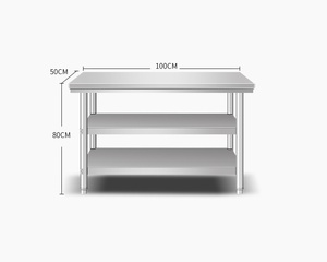 Economical 304 <b>Stainless</b> <b>Steel</b> Three-Tie <b>Work</b> <b>Table</b> With Round Legs Kitchen Equipment for Hotels & Restaurants Use - Product Image 3