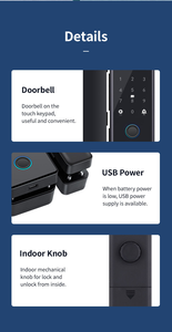 Kunci Pintu Kaca Geser Kantor TTlock App Cloud dengan Sidik Jari, Kata Sandi, NFC, Kartu Tanpa Kunci, Buka Kunci Tanpa Bor, Kunci Pintar untuk Kantor - Product Image 5