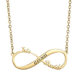 Collar de Acero Inoxidable con Letra Personalizada, Diseño Infinito, Chapado en Oro Sólido de 14k/18k, Resistente al Agua y al Deslustre, para Hombre y Mujer - Product Image 1