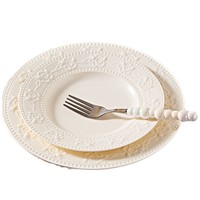 Vaisselle en porcelaine pour la maison, design moderne minimaliste en relief, élégant, style français, luxe léger, compatible micro-ondes, Nouveauté été 2026