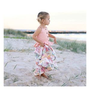 Chica <span class=keywords><strong>boutique</strong></span> dulce traje de bebé niño chaleco Rosa + falda de flores conjuntos de ropa para 1-6T - Product Image 6