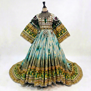 Vestido de Gala Bordado de Lujo con Cuentas, Estampado Floral, Manga Larga, Cuello Alto, Largo hasta el Suelo, Ropa Formal - Product Image 1