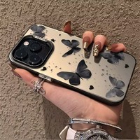 Coque de téléphone papillon foncé pour IPhone 11 12 13 Pro Max 14 15 16 17 Plus X XS XR XS Max hommes femmes couverture de téléphone