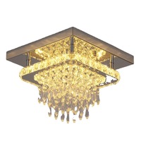 Lustre carré en cristal LED pour allée, couloir, entrée, restaurant, balcon, luminaire de plafond en cristal