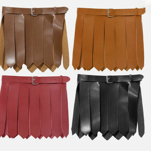 Jupe guerrière rétro en cuir PU transfrontalière avec ceinture, jupe courte de gladiateur romain, costume de jeu de rôle de chevalier médiéval - Product Image 2