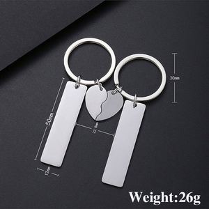 Factory Stainless Steel Fashionable Metal Keychain Heart Carving Laser Color Printing Blank Material Suitable for <b>Couples</b> to Use - Product Image 2
