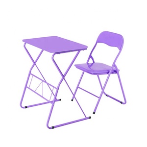 Bureau d'étude coloré 2 pièces, ensemble de chaises pliantes pour étudiants - Product Image 3