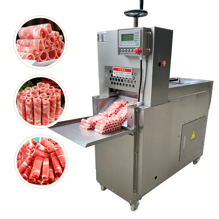 ماكينة تقطيع اللحوم المجمدة الأوتوماتيكية - ماكينة إعداد اللحم البقري واللحم المقدد والسجق إلى شرائح بكفاءة عالية، ماكينة وآلة تقطيع اللحوم