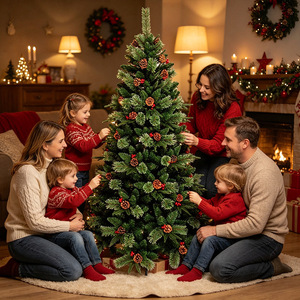 <span class=keywords><strong>Sapin</strong></span> de Noël décoratif haute densité de <span class=keywords><strong>120</strong></span> <span class=keywords><strong>cm</strong></span> avec aiguilles de pin PE à pointe effilée, cônes de pin et baies rouges mélangés - Product Image 1