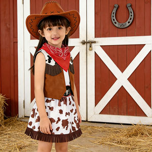 Disfraz de Vaquera <span class=keywords><strong>del</strong></span> <span class=keywords><strong>Oeste</strong></span> Rosa en Oferta para Niñas, Disfraz de Halloween para Niños, Ropa de Fiesta con Sombrero y Pañuelo para la Cabeza - Product Image 5