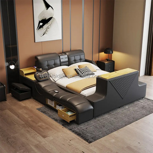 Luxury Multifunctional <b>Double</b> Bed Leather Smart Speaker Air Purifier and Safe Box Chair Tv Position Rkj-rx23110 Multifunctional - Product Image 6