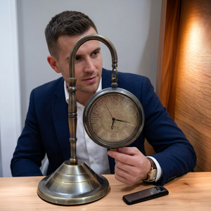 CH Modern Mechanical Wooden Desk Clock with Needle Display Radio Projection for Office Home Decor Birthday Gift - Product Image 5