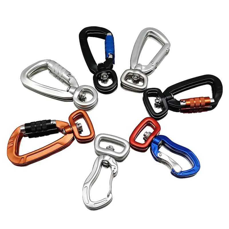 1PC Outdoor D-type Buckle Auto Locking Carabiner With Swivel Rotating Rih3 CA