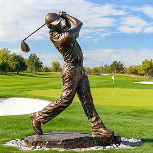 Bronzo a grandezza naturale stile antico in metallo scultura sportiva stampata su misura golfista uomo giocatore di Golf statua per prato e giardino - Product Image 1