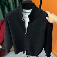Pull à fermeture éclair uni pour homme, pull tout-aller, automne et hiver, veste slim populaire, col montant pour homme