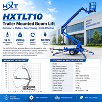 Plateforme élévatrice hydraulique professionnelle de 12 m, remorquable, électrique, pour le levage de personnes, stable, type nacelle, à bras articulé, pour projets municipaux