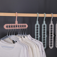 Porte-Manteau Mural Pliant en Plastique à 9 Trous, Organisateur de Placard et Rangement de Garde-Robe pour Linge