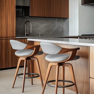 Nordic Custom Rustic Classic <strong>High</strong> <strong>Back</strong> Kitchen Counter <strong>Stools</strong> Kitchen Chair Oak Wood bar <strong>Stool</strong> Wooden bar <strong>Stool</strong> with Footrest - Product Image 5