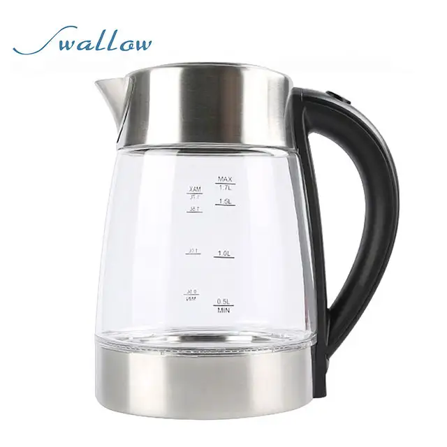 Energy Saving 1.7-Qt. Electric Glass Water Kettle Tea Pot Stay cool handle