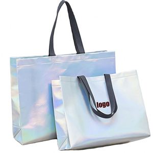 Bolsa de Compras Reutilizable con Logotipo Personalizado, Bolsa de Supermercado Laminada de Polipropileno No Tejido, Reciclable, Ecológica, Bolsa de Mano Grande - Product Image 1