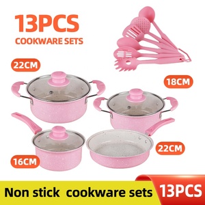 Shopee Hot <strong>Sale</strong> 13 Pcs Kitchen Pink Blue <strong>Pots</strong> <strong>and</strong> <strong>Pans</strong> Iron <strong>Non</strong> <strong>Stick</strong> Cookware <strong>Sets</strong> - Product Image 4