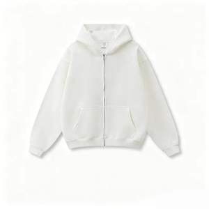 هودي رجالي بسحاب ولون موحد مع شعار مخصص، سترة فضفاضة غير رسمية من الصوف بأحجام متعددة - Product Image 6