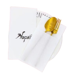 Serviettes <span class=keywords><strong>en</strong></span> <span class=keywords><strong>papier</strong></span> blanc noir et vert Airlaid Essuie-mains colorés <span class=keywords><strong>en</strong></span> forme de couverts 1 pli pour serviettes et serviettes de table dans le style du sac - Product Image 2