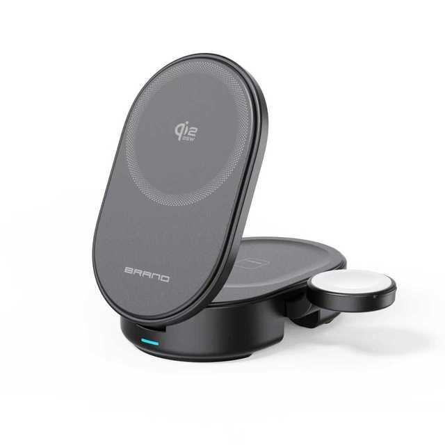 2025 New Products Portable Desktop Gadgets Stretchable Qi Qi2 15w 3 in 1 Magnetic Foldable Wireless Charger