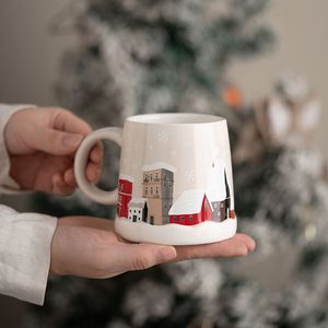 Custom High Quality Eco-friendly Cartoon Design Snow House Pattern <b>Ceramic</b> <b>Mug</b> Pink Unique Shaped Dishwasher & Microwave Safe - Product Image 5