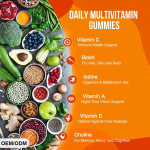 Marque privée Vitamines a C D3 E B6 B12 Supplément de soutien immunitaire Gommes multivitaminées - Product Image 6