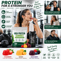 Gummies Riches en Protéines de Pois, 120 Pièces par Sachet, OEM ODM, Marque Privée, Fournisseur Fabricant Personnalisé, Complément Alimentaire de Qualité Alimentaire en Vrac