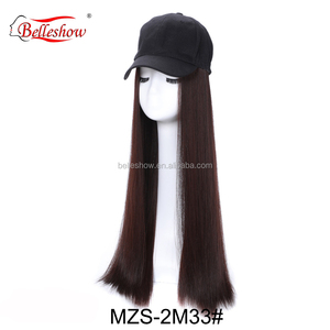 al por mayor barato gorra de béisbol pelo recto Peluca de moda Venta caliente precio bajo negro ondulado recto trenza de gorra - Product Image 2